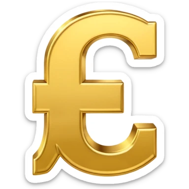 Symbole de currency en or en forme de lettre F précise, seul, 3D, brillant, style emoji simple et lisible sur fond uni. pas une autre lettre

F sticker