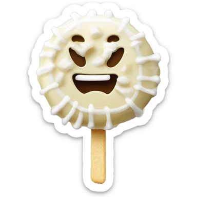 Candy topped with white chocolate and coconut sticker