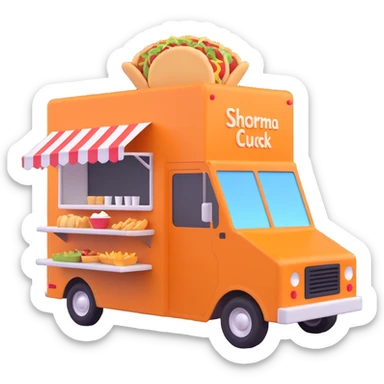 generate me a 3D shaorma food truck sticker