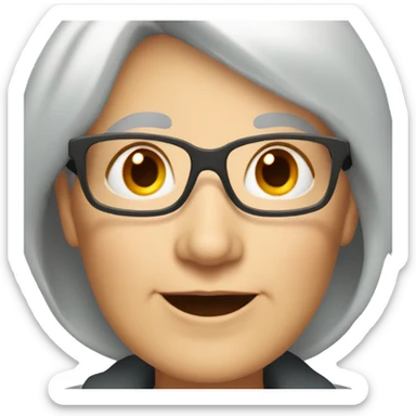OLDER WHITE Woman with grey hair AND ORANGE GLASSES sticker