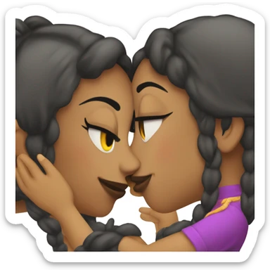 Two lesbian girls kiss on the tekhno party  sticker