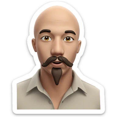 bald man with mustache sticker