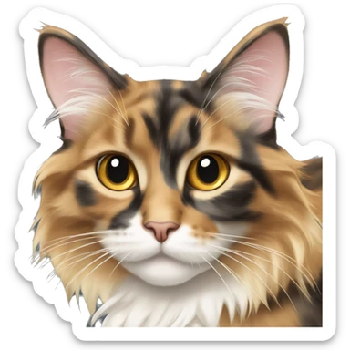Calico mainecoon cat with bow sticker