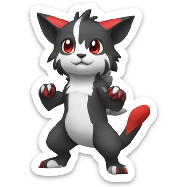 Cute cool black red white grey animal hybrid Fakemon full body sticker