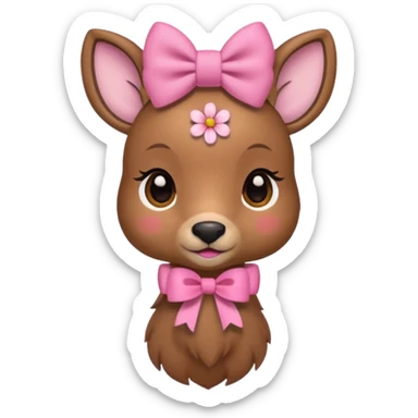 Cute Doe with a pink bow and with flowers  sticker