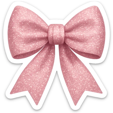 Add soft and stylish glitter to the aesthetic pink ribbon tied in a bow in iPhone emoji style, with no background. sticker