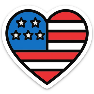 heart icon with American flag sticker
