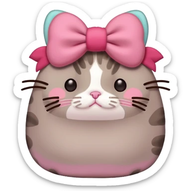 Pusheen cat hear red kawaii sticker