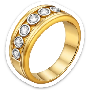 Gold ring with silver trim sticker