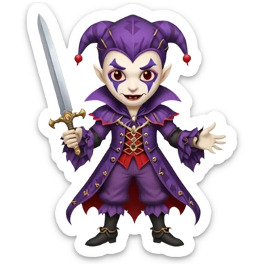 sword-wielding vampire jester  sticker