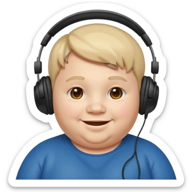 fat kid with headphones sticker