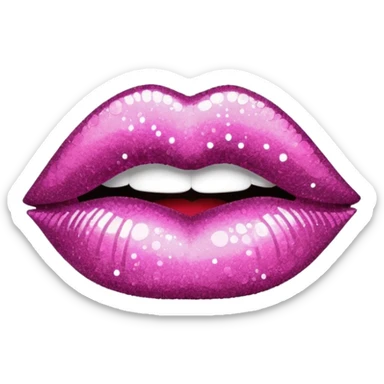 glitter pink mark of lipstick kiss sticker