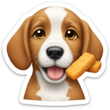 puppy eating chicken nugget  sticker