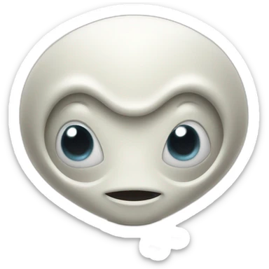 White little alien with tentacles on chin and alien ears and dark eyes sticker