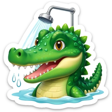 Cute crocodile is showing under the shower  sticker