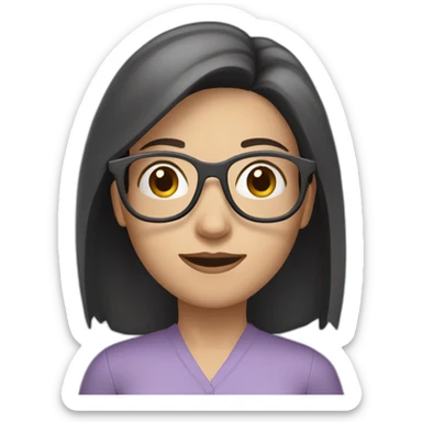 girl teacher in glasses with dark hair teacher in a lilac shirt sticker