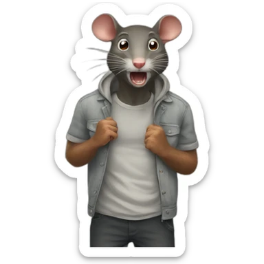 angry rat on a man sticker