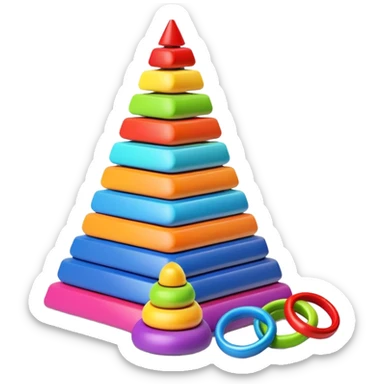 Colorful children's stacking pyramid toy with rings of different sizes sticker