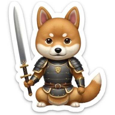 dog japan ancient samurai with small knife sticker