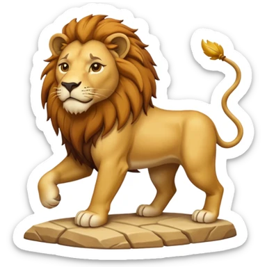 An emoji of a majestic lion from ancient Assyrian art, shown in a hunting scene. sticker