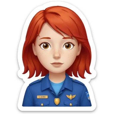 scout girl with blue scout uniform, red  haired sticker