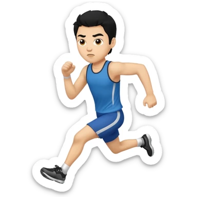 light skin man  black hair running sticker