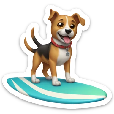 Dog Riding Surfboard sticker