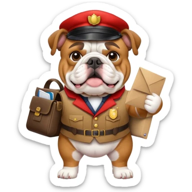 English bulldog dressed as a postman sticker