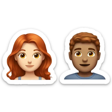 redhead girl and brunette boy sticker
