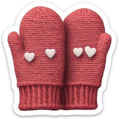 A pair of cozy knitted mittens with hearts sticker