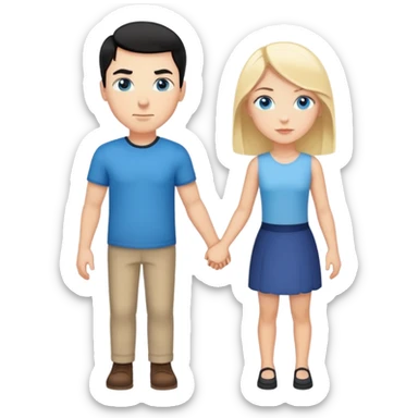 Strong white man with short black hair and white girl with long blonde hair and blue eyes holding hands sticker