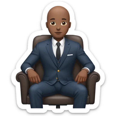 Black man, bald, in a suit, sitting on a chair  sticker