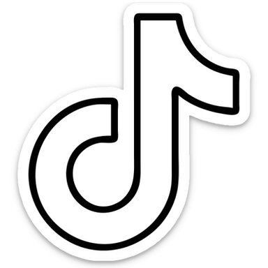 White TikTok logo, simple, clean, just outlines, on transparent background, no frame sticker