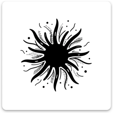 Interwoven lines forming a starburst with texture patterns – symbol of creative expression across mediums sticker