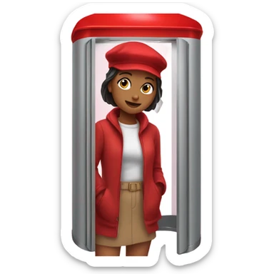 red beret girls in phone booth sticker
