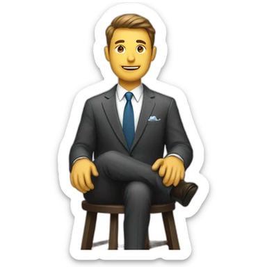 man sitting on stool wearing a suit sticker