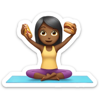 girl doing yoga eating hotdog sticker