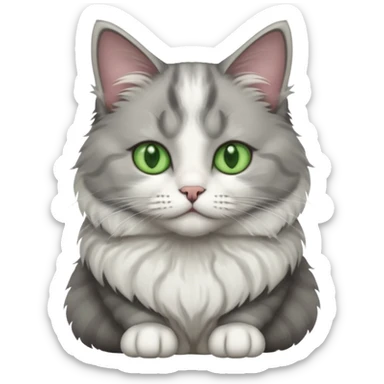 a grey and white cat sitting regally sticker