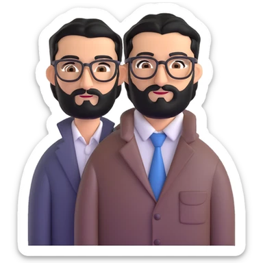 professional middle eastern businessman with medium length black beard, black hair, thick unibrow, elongated nose, tan skin, brown eyes, glasses, wearing business casual outfit with open collar shirt sticker