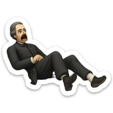 A sick man on a bed in 1870 sticker