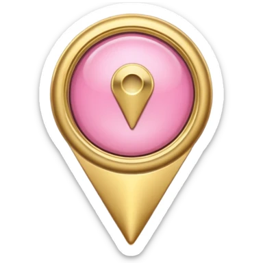 A pink location pin with elegant golden details and accents.  sticker