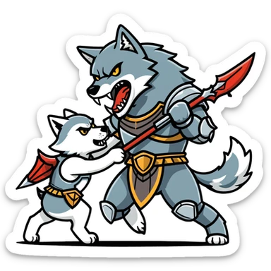Wolf eating a person who is a spartan sticker
