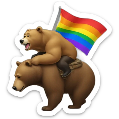 Vladimir putin with pride flag riding on a bear sticker