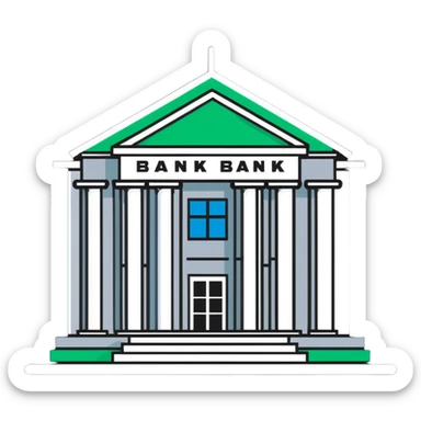 bank building crossed out, no banking sticker