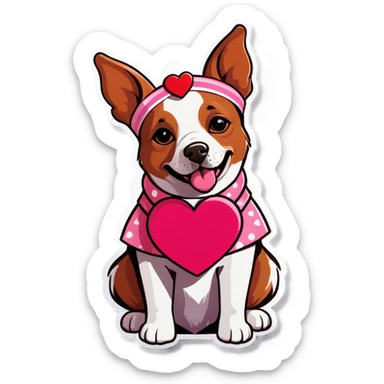 A dog dressed up for Valentine’s Day ￼￼ sticker