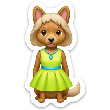 DOG wearring neon fashion dress sticker