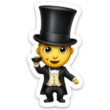 Baby with a top hat and a monocle doing a dance sticker
