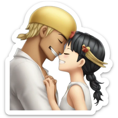 ace and akaino the admiral from one piece kissing sticker