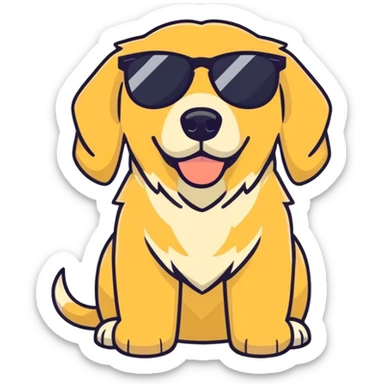 Golden retriever with sunglasses sticker