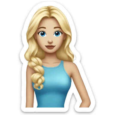 blond girl blue eyes with nails art sticker